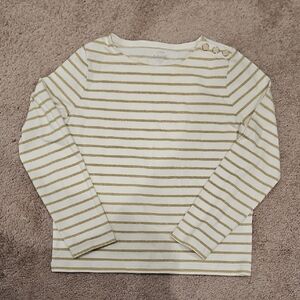J Crew Factory Artist Tee Mustard Gold White Striped Boatneck Top Shirt Small S
